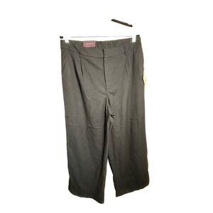 Wide Leg Trousers - Elastic No Gap Waistband Stretch Black Size 16